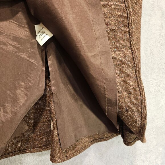 Casual Corner Tulip Skirt suit set Womens 10 Brown wool silk embroidered career - Picture 12 of 16